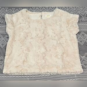 Maeve Faux Fur Cream Tee Size XXS